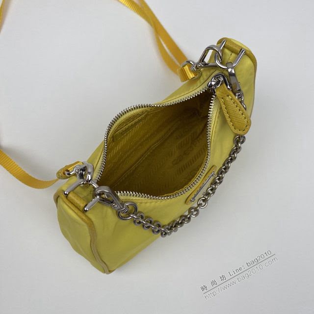 prada女包 普拉達新款mini Hobo小雞黃手拎包 1TT122 Prada單肩斜挎包 Prada三合一腋下包  pyd2353